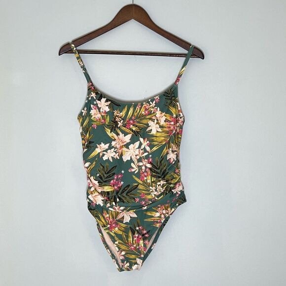 Kona Sol Women's Tropical Floral Print One Piece Swimsuit Medium 8-10 - Picture 2 of 7